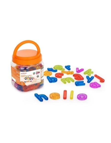 JUEGO EDUCATMINILAND TRANSLUCENT LETRAS MINUSCULAS 76 pz  3-6 AÑOS
