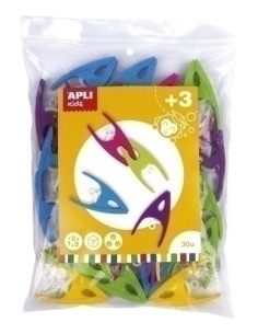 JUEGO EDUCATIVO APLI KIDS PINZAS DE PLASTICO BOLSA DE 30 UD