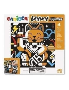 JUEGO EDUCATIVO CARIOCA VELVET ARTWORKS 3 AÑOS TERCIOPELO PARA COLOREAR VAN ORTON ART SET DE 4 LAMINAS