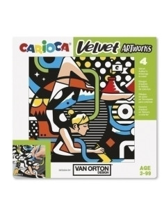 JUEGO EDUCATIVO CARIOCA VELVET ARTWORKS 3 AÑOS TERCIOPELO PARA COLOREAR VAN ORTON STREET SET DE 4 LAMINAS