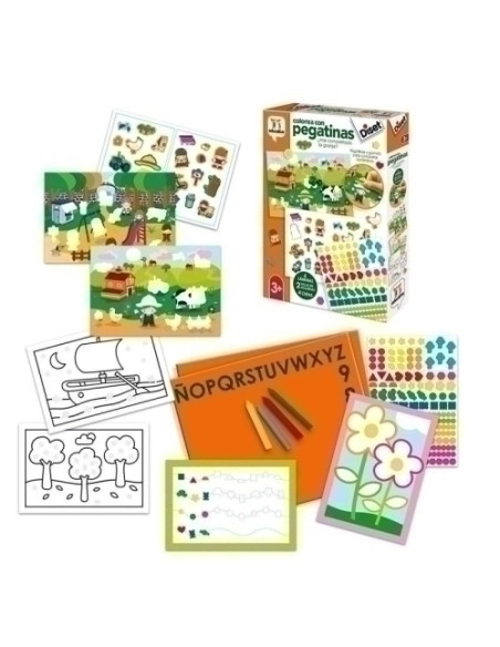 JUEGO EDUCATIVO DISET COLOREA CON PEGATINAS