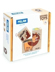 JUEGO EDUCATIVO MILAN DE MADERA ROMPECABEZAS DE CUBOS WILD SAFARI