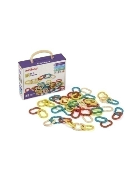 JUEGO EDUCATIVO MINILAND ENCAJABLES ECO CHAINS  48 PCS 2-5 AÑOS