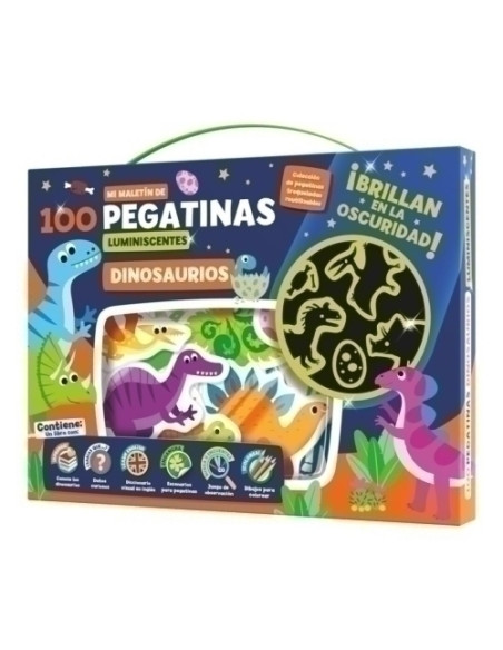 JUEGO IMAGILAND MALETIN 100 PEGATINAS LUMINISCENTES DINOSAURIOS