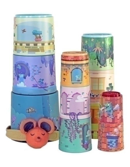 JUEGO MINILAND MYSTERY CASTLE 18 m -3 a 1 raton de peluche11 cubos aplilables