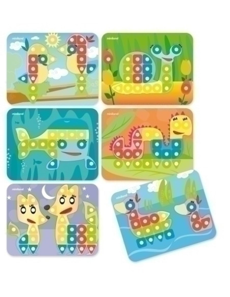 JUEGO MINILAND SUPERPEGS ANIMALES COLORES BRILLANTES PACK de  6 2-5 años