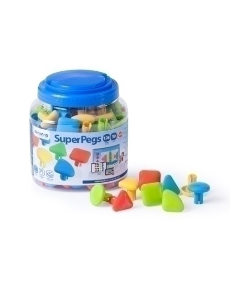 JUEGO MINILAND SUPERPEGS COLORES BRILLANTES 128 Piezas 2-5 años