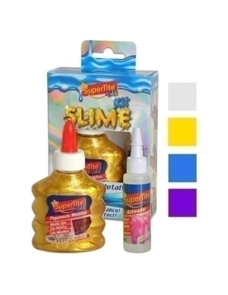 JUEGO SUPERTITE SLIME METALICO KIT 1x PEGAMENTO 1x LIQUIDO ACTIVADOR