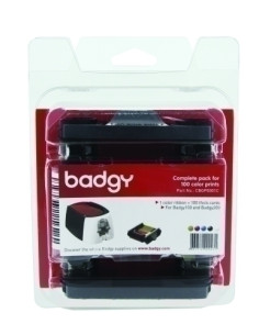 KIT CINTA BADGY COLOR YMCKO PARA 100 IMPRESIONES  100 TARJETAS PVC GRUESAS 076 mm
