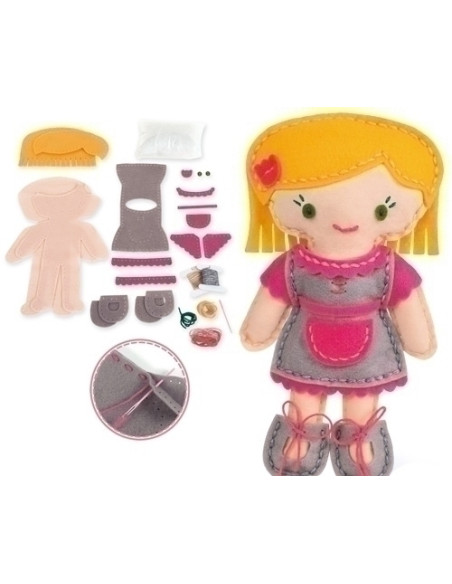 KIT DE MANUALIDADES GOULA COSE TU MUÑECA BIBI FUCSIA 6 AÑOS