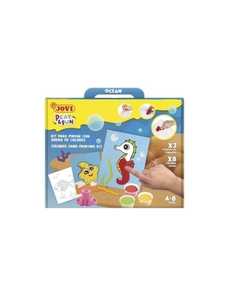 KIT DE MANUALIDADES JOVI PLAY&FUN PINTA CON ARENA DE COLORES ANIMALES MARINOS