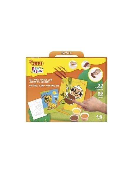 KIT DE MANUALIDADES JOVI PLAY&FUN PINTA CON ARENA DE COLORES ANIMALES TERRESTRES
