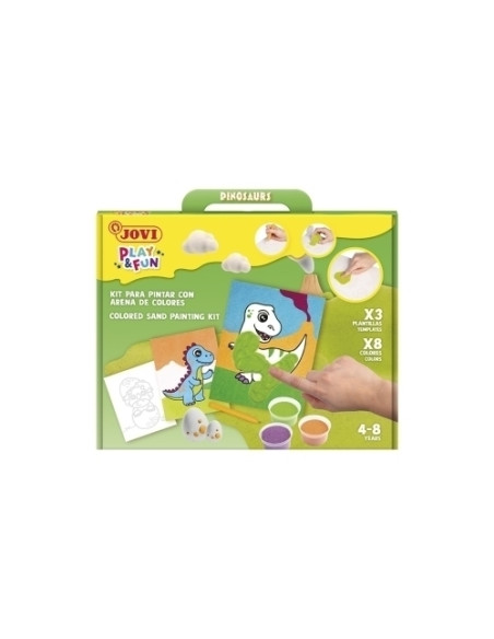 KIT DE MANUALIDADES JOVI PLAY&FUN PINTA CON ARENA DE COLORES DINOSAURIOS