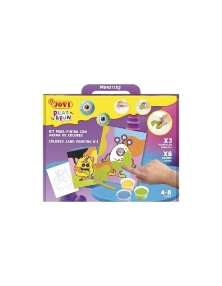 KIT DE MANUALIDADES JOVI PLAY&FUN PINTA CON ARENA DE COLORES MONSTRUOS DIVERTIDOS