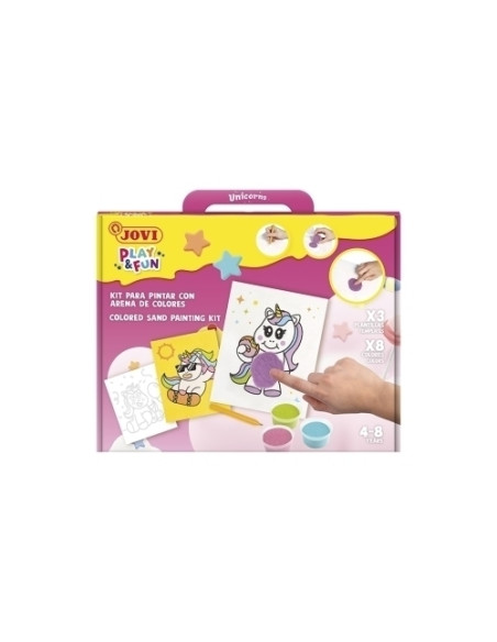 KIT DE MANUALIDADES JOVI PLAY&FUN PINTA CON ARENA DE COLORES UNICORNIOS