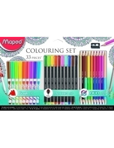 KIT MAPED COLORING COLOR  MANDALA 33 PIEZAS 10x FINE POINT 10x BRUSH 12x LAPICES DUO 1x AFILALAPIZ