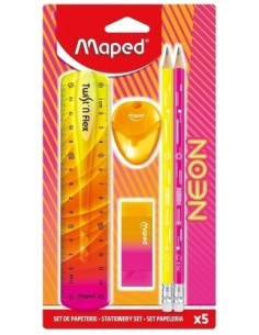 KIT MAPED NEON ESCOLAR 5 PIEZAS