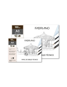 LAMINA DIBUJO FABRIANO LINEAL 160g A4 MINI-PACK de 10h LISO