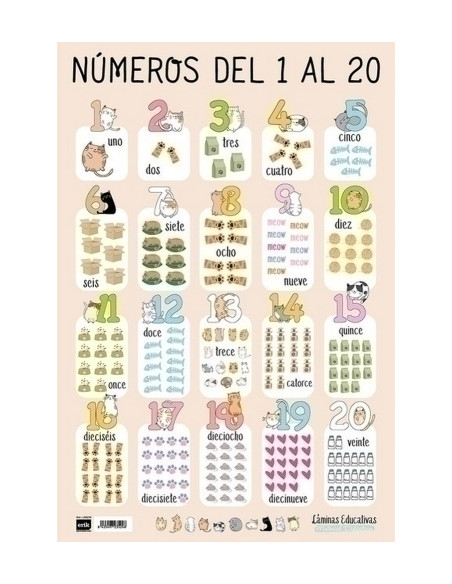 LAMINA ESCOLAR ERIK PVC 40x595 NUMEROS DEL 1 AL 20