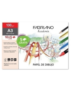 LAMINAS DIBUJO FABRIANO A3 130g LISA BOLSA DE 10