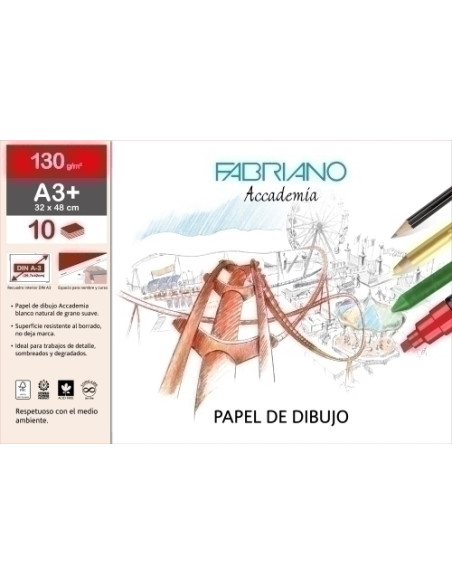 LAMINAS DIBUJO FABRIANO A3 con RECUADRO BOLSA de 10