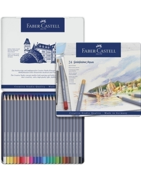 LAPICES ACUARELABLES  FABER-CASTELL GOLDFABER AQUA 1146 estuche de METAL de 24