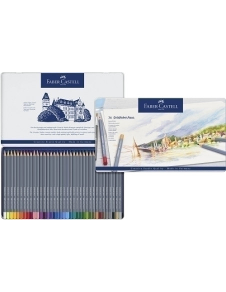 LAPICES ACUARELABLES  FABER-CASTELL GOLDFABER AQUA 1146 estuche de METAL de 36