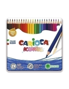 LAPICES ACUARELABLES CARIOCA estuche METAL de 24