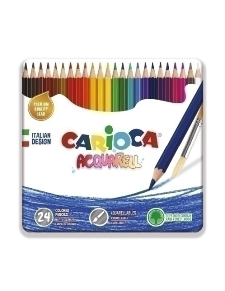 LAPICES ACUARELABLES CARIOCA estuche METAL de 24