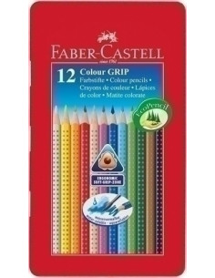 LAPICES ACUARELABLES FABER-CASTELL COLOUR GRIP estuche METAL de 12