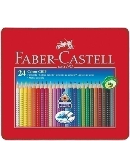 LAPICES ACUARELABLES FABER-CASTELL COLOUR GRIP estuche METAL de 24