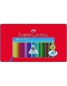 LAPICES ACUARELABLES FABER-CASTELL COLOUR GRIP estuche METAL de 36