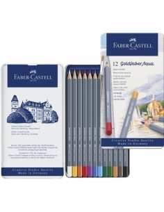 LAPICES ACUARELABLES FABER-CASTELL GOLDFABER AQUA 1146 estuche de METAL de 12