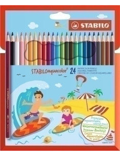LAPICES ACUARELABLES STABILO AQUACOLOR estuche CARTON de 24