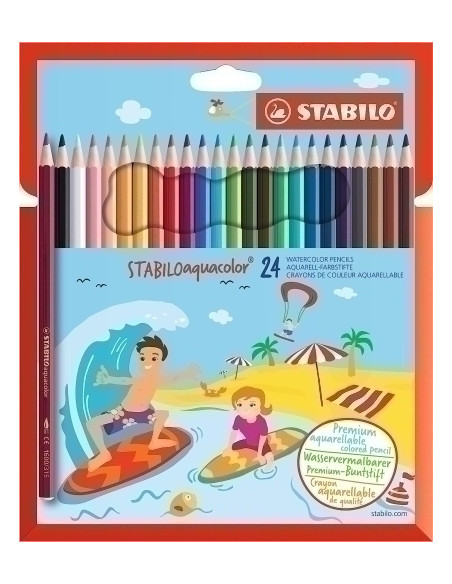 LAPICES ACUARELABLES STABILO AQUACOLOR estuche CARTON de 24