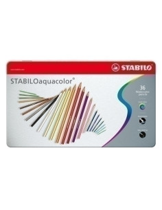 LAPICES ACUARELABLES STABILO AQUACOLOR estuche METAL de 36