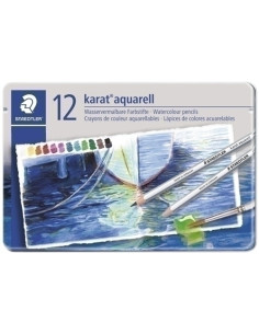 LAPICES ACUARELABLES STAEDTLER 125 KARAT estuche METAL de 12