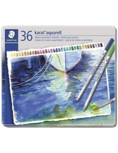 LAPICES ACUARELABLES STAEDTLER 125 KARAT estuche METAL de 36
