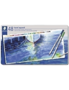 LAPICES ACUARELABLES STAEDTLER 125 KARAT estuche METAL de 48