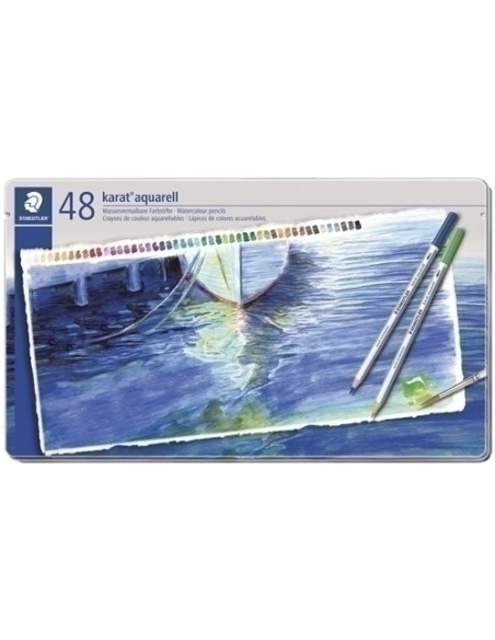 LAPICES ACUARELABLES STAEDTLER 125 KARAT estuche METAL de 48