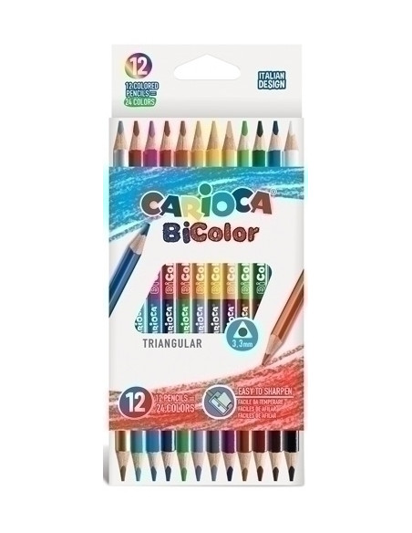 LAPICES CARIOCA BICOLOR TRIANGULAR CAJA de 12