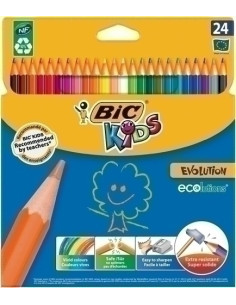 LAPICES de COLORES BIC CONTE EVOLUTION estuche de 24