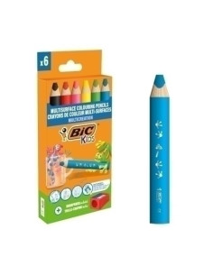 LAPICES de COLORES BIC KIDS MULTISUPERFICIES 3 en 1 ESTUCHE de 6