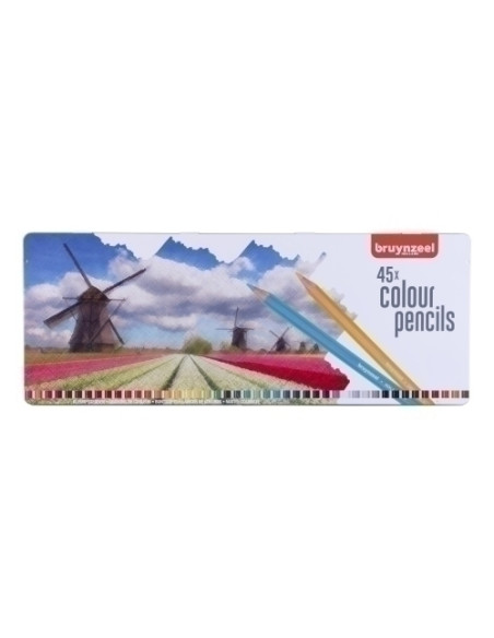 LAPICES de COLORES BRUYNZEEL HOLANDA estuche de METAL de 45