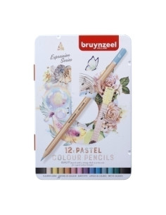 LAPICES de COLORES BRUYNZEEL PASTEL estuche de METAL de 12