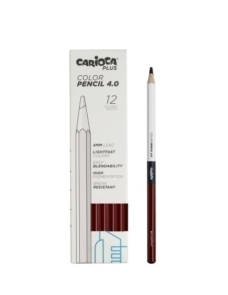 LAPICES de COLORES CARIOCA PLUS CAJA de 12 CASTAÑO
