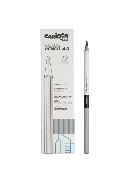 LAPICES de COLORES CARIOCA PLUS CAJA de 12 GRIS CLARO