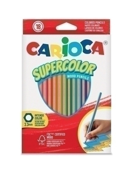 LAPICES de COLORES CARIOCA SUPERCOLOR CAJA de 18