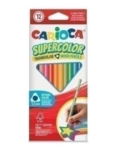 LAPICES de COLORES CARIOCA SUPERCOLOR TRIANGULAR CAJA de 12