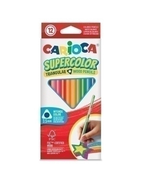 LAPICES de COLORES CARIOCA SUPERCOLOR TRIANGULAR CAJA de 12